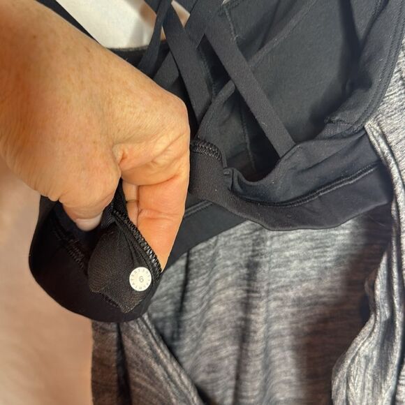 Lululemon Free To Be Serene Gray/Black Strappy Open Back Women's Tank Top. Sz 6. - Picture 6 of 7